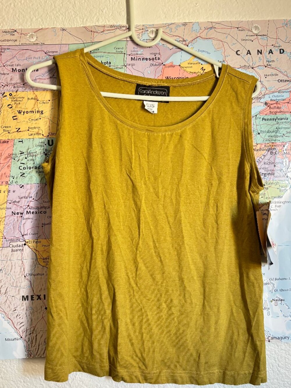 American-Made Carol Anderson Large Yellow Tank Top